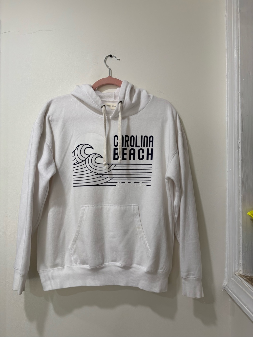 Carolina Beach White Graphic Hoodie Sweatshirt
